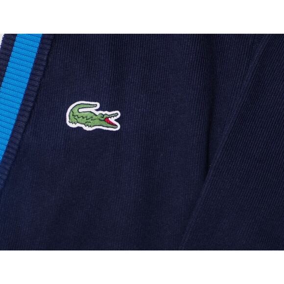 Lacoste V Sweater M Oversized Navy Color Block Tennis Jumper Big Alligator - Picture 7 of 16